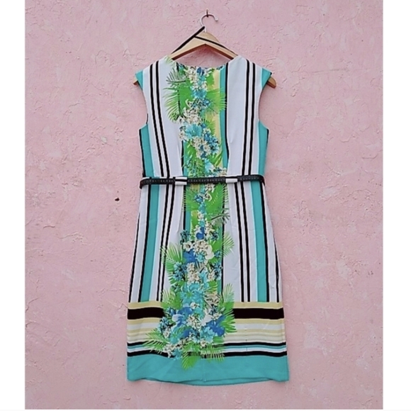 EMMA AND MICHEL FLORAL IVORY GREEN DRESS - Picture 3 of 6